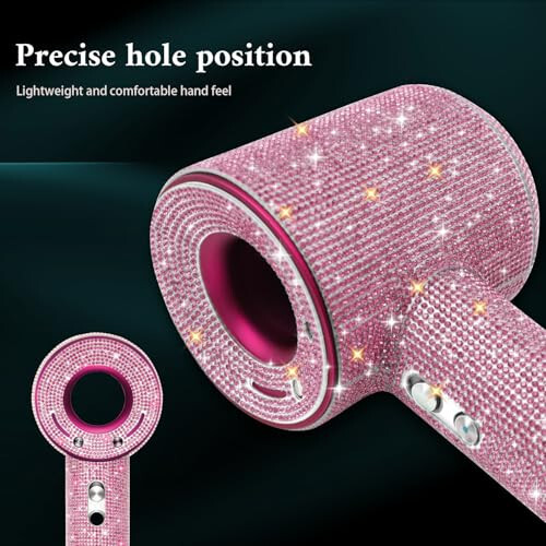 Rhinestones Case for Dyson Hair Dryer Anti-Scratch Shockproof Dust Proof Travel Protective Case Cover for Dyson Hair Dryer (Pink) - 2