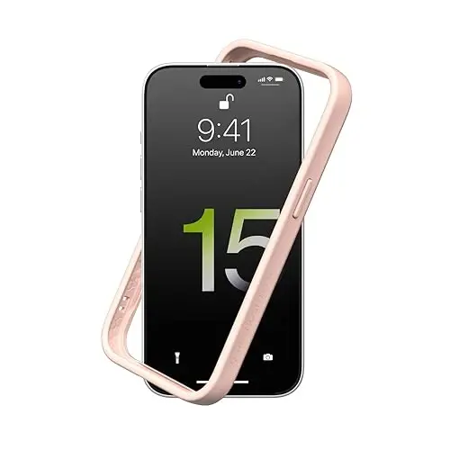 RhinoShield Bumper Case Compatible with [iPhone 15 Plus] | CrashGuard - Shock Absorbent Slim Design Protective Cover 3.5M / 11ft Drop Protection - Blush Pink - 1