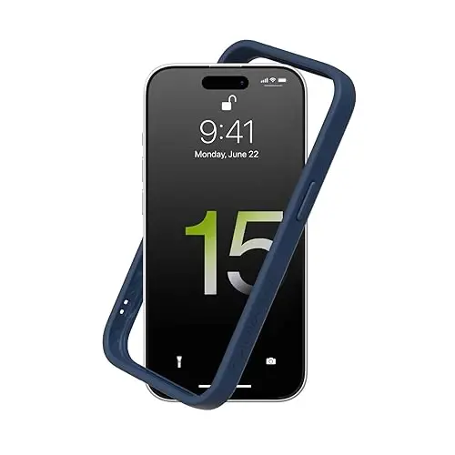 RhinoShield Bumper Case Compatible with [iPhone 15 Plus] | CrashGuard - Shock Absorbent Slim Design Protective Cover 3.5M / 11ft Drop Protection - Navy Blue - 1