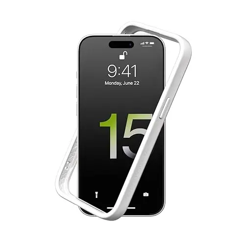 RhinoShield Bumper Case Compatible with [iPhone 15 Plus] | CrashGuard - Shock Absorbent Slim Design Protective Cover 3.5M / 11ft Drop Protection - White - 1