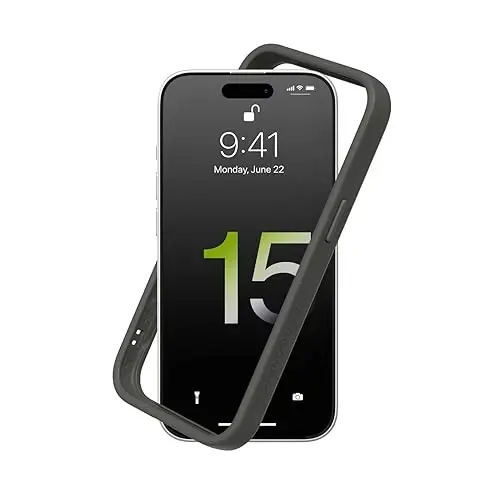RhinoShield Bumper Case Compatible with [iPhone 15 Plus] | CrashGuard - Shock Absorbent Slim Design Protective Cover 3.5M / 11ft Drop Protection - Graphite 