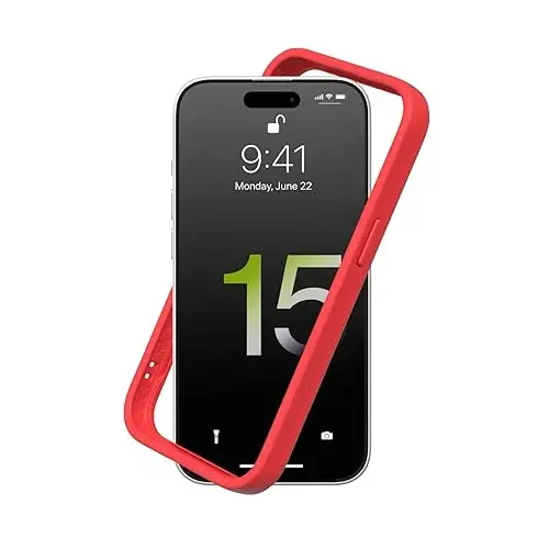 RhinoShield Bumper Case Compatible with [iPhone 15 Plus] | CrashGuard - Shock Absorbent Slim Design Protective Cover 3.5M / 11ft Drop Protection - Red - 1