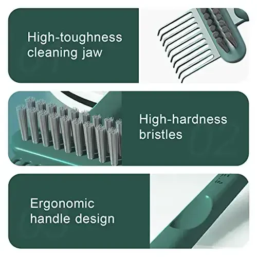 RHOS 2-in-1 Hair Brush Cleaner and Comb Remover Rake - Removes Hair, Dust for Home and Salon Use (2 Pack - Green) - 3
