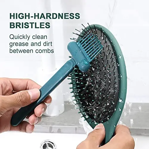 RHOS 2-in-1 Hair Brush Cleaner and Comb Remover Rake - Removes Hair, Dust for Home and Salon Use (2 Pack - Green) - 5