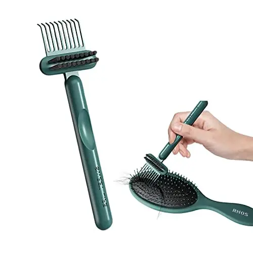 RHOS 2-in-1 Hair Brush Cleaner and Remover Tool - Comb for Removing Hair and Dust, Suitable for Home and Salon Use (1 Pack-Green) 