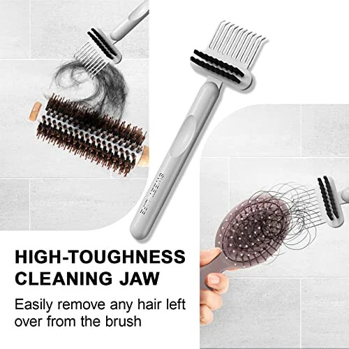 RHOS 2-in-1 Hair Brush Cleaning Tool - Comb and Brush Cleaner for Removing Hair, Dust from Home and Salon Use (1 Pack - Gray) - 3