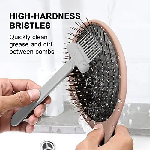 RHOS Hair Brush Cleaning Tool, 2-in-1 High-toughness Cleaning Claws and High-hardness Bristles, Suitable for Home, Hair Salon and Other Places, Ergonomic Handle, 2 Pack-Gray - 5