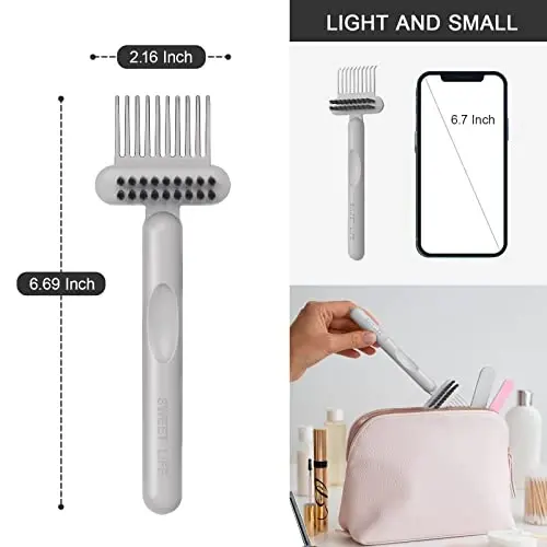 RHOS Hair Brush Cleaning Tool, 2-in-1 High-toughness Cleaning Claws and High-hardness Bristles, Suitable for Home, Hair Salon and Other Places, Ergonomic Handle, 2 Pack-Gray - 2