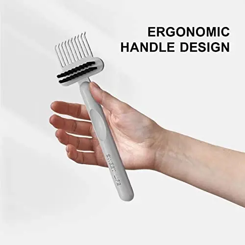 RHOS Soch cho'tkasini tozalash vositasi, 2-in-1 yuqori qattiqlikdagi tozalash tirnoqlari va yuqori qattiqlikdagi tuklar, uy, sartaroshxona va boshqa joylar uchun mos, Ergonomik tutqich, 2 dona-Kulrang - 6