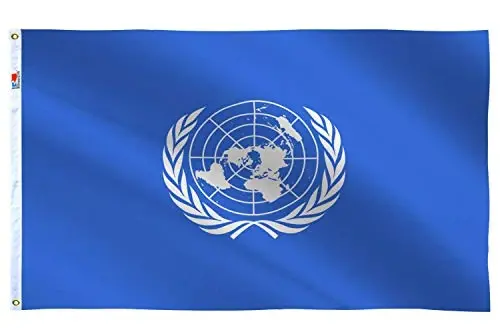 rhungift United Nations Flag 3x5 Ft Large, Both Sides 100D Polyester for Moderate-Outdoor&Indoor,Canvas Header Brass Grommets for Easy Display, 3' x 5' UN International Flags - 1