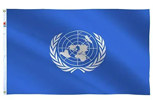 rhungift United Nations Flag 3x5 Ft Large, Both Sides 100D Polyester for Moderate-Outdoor&Indoor,Canvas Header Brass Grommets for Easy Display, 3' x 5' UN International Flags 