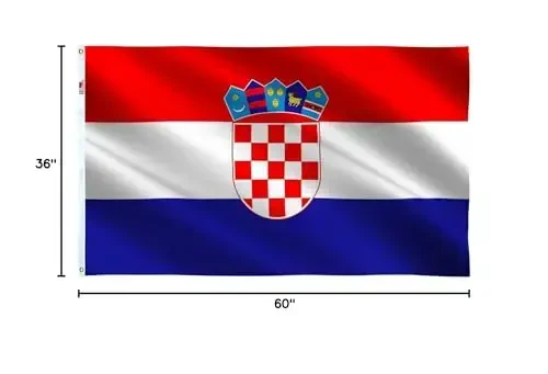 rhungift Croatia Flag Large 3x5 Ft, Moderate Outdoor/Indoor Both Sides 100D Polyester-Brass Grommets for Easy Display Croatian Flags 3' x 5' Banner - 5