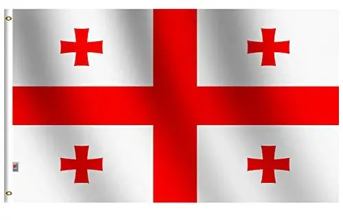 rhungift Georgia Five Cross Flag Large 3x5 Ft, Moderate-Outdoor Both Sides 100D Polyester,Canvas Header and Double Stitched - Brass Grommets for Easy Display, 3' x 5' Georgian Flags - 1