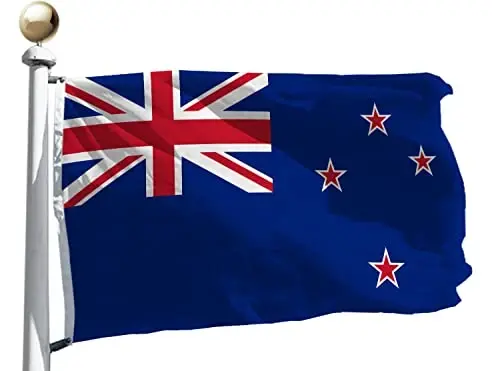 rhungift New Zealand Flag 3 X 5 Ft,Canvas Header and Double Stitched - Brass Grommets for Easy Display, New Zealander Kiwi National Flags - 1