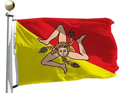 rhungift Sicily Flag Large 3x5 Ft, Moderate Outdoor/Indoor Both Sides 100D Polyester-Brass Grommets for Easy Display Italy -Sicilian Flags 3' x 5' Banner Italian 