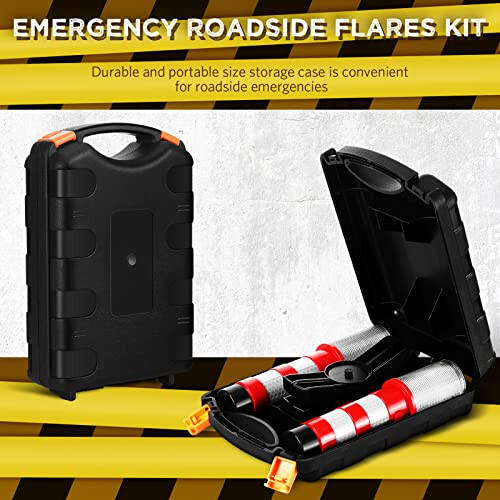 Riakrum 2 Pcs LED Road Flares Emergency Warning Light Bright Red Highway Beacon Safety Strobe Light Roadside Flares with Magnetic Bases Detachable Stands for Car Truck Vehicles (Batteries Excluded) - 2