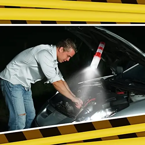 Riakrum 2 Pcs LED Road Flares Emergency Warning Light Bright Red Highway Beacon Safety Strobe Light Roadside Flares with Magnetic Bases Detachable Stands for Car Truck Vehicles (Batteries Excluded) - 6