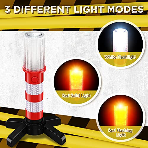 Riakrum 2 Pcs LED Road Flares Emergency Warning Light Bright Red Highway Beacon Safety Strobe Light Roadside Flares with Magnetic Bases Detachable Stands for Car Truck Vehicles (Batteries Excluded) - 3