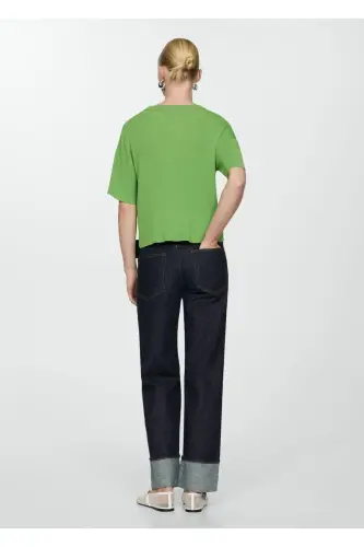 Rib knit t-shirt - Green - 4