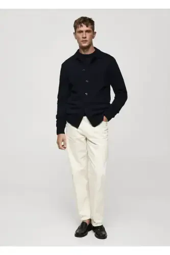 Рибана Шерстяной Кардиган-Темно-синий - MANGO MAN (1)