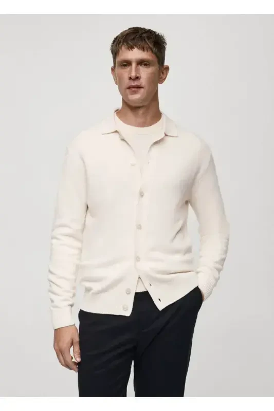 Ribana Wool Cardigan-Off White - MANGO MAN