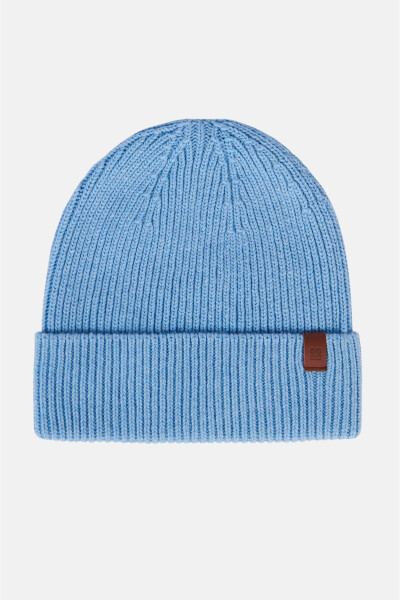 Ribbed beanie with light blue logo - 7