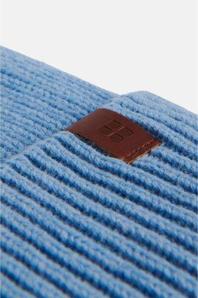 Ribbed beanie with light blue logo - 8