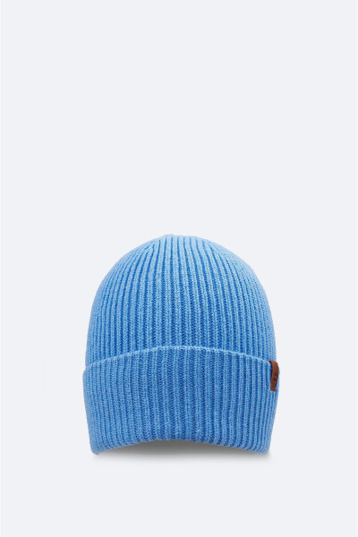 Ribbed beanie with light blue logo - 4