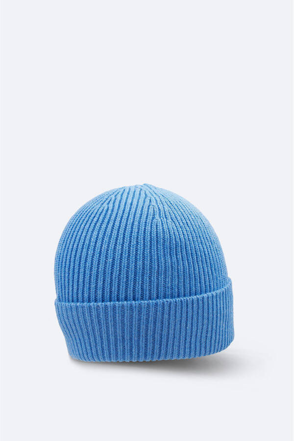 Ribbed beanie with light blue logo - 5