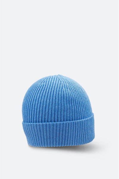 Ribbed beanie with light blue logo - 2