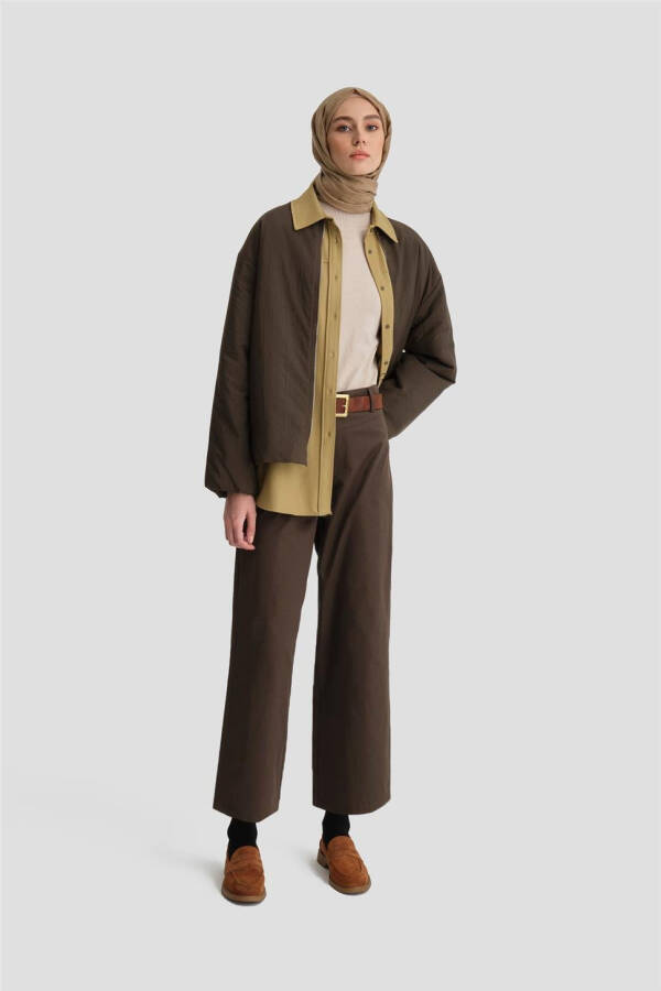 Ribbed bomber jacket, khaki color. - 13