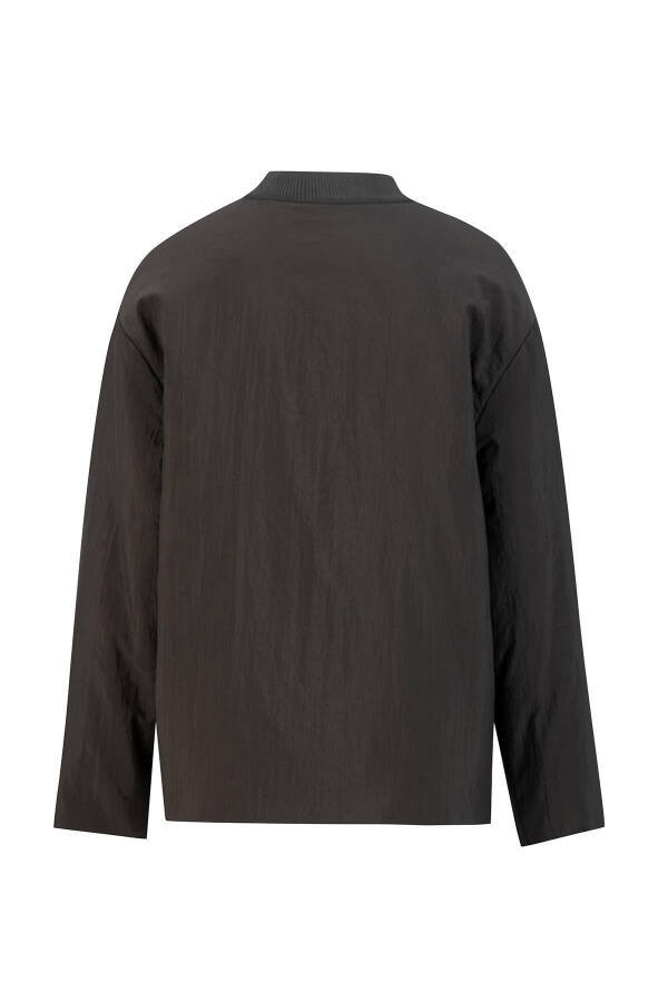 Ribbed bomber jacket, khaki color. - 2