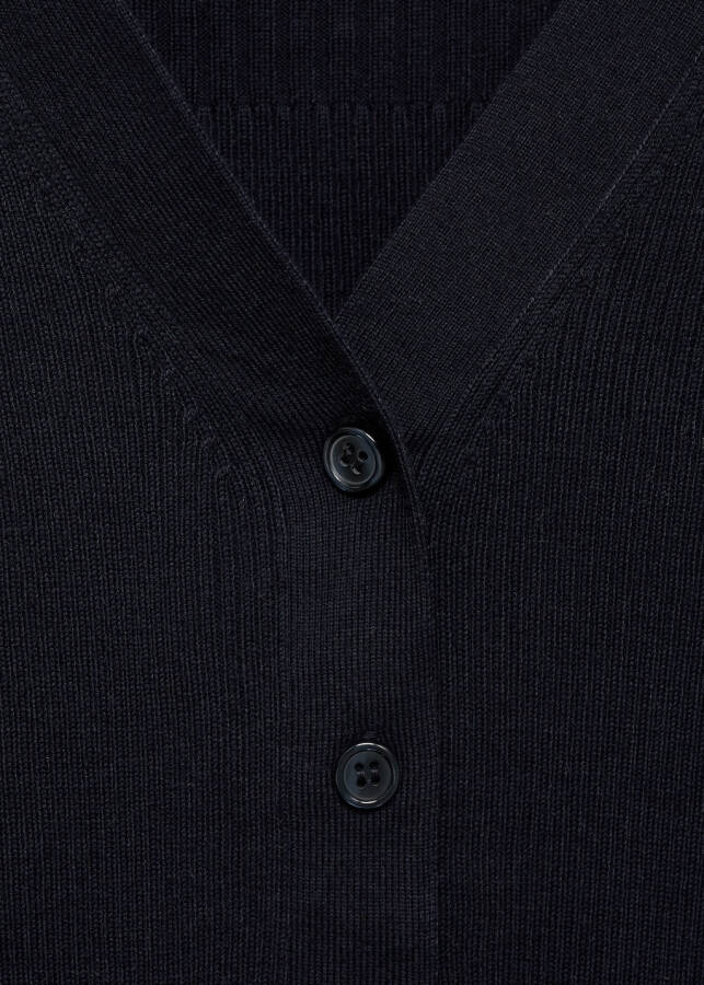 Ribbed buttoned sweater, navy blue. - 20