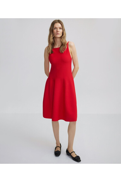Ribbed dress with frills - İPEKYOL