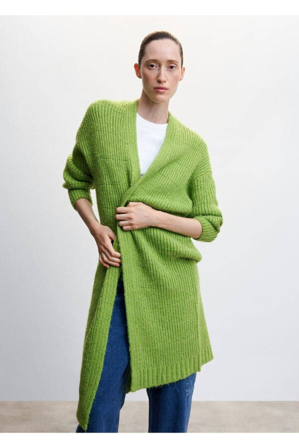 Ribbed Knit Cardigan - 1