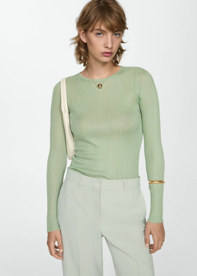 Ribbed knit sweater - Pastel Yellow - 6