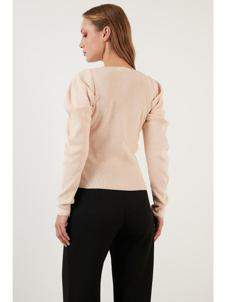 Ribbed Knit Sweater with Square Neck and Cuffs 6362161 - 10