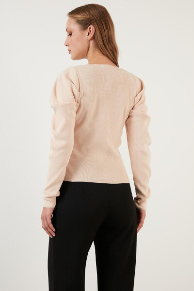 Ribbed Knit Sweater with Square Neck and Cuffs 6362161 - 15