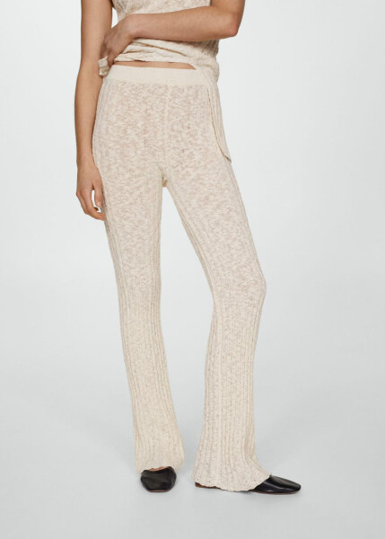 Ribbed Knit Wide Leg Pants - 11