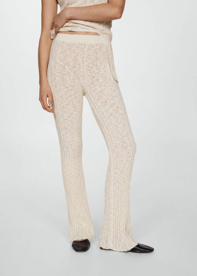 Ribbed Knit Wide Leg Pants - 11