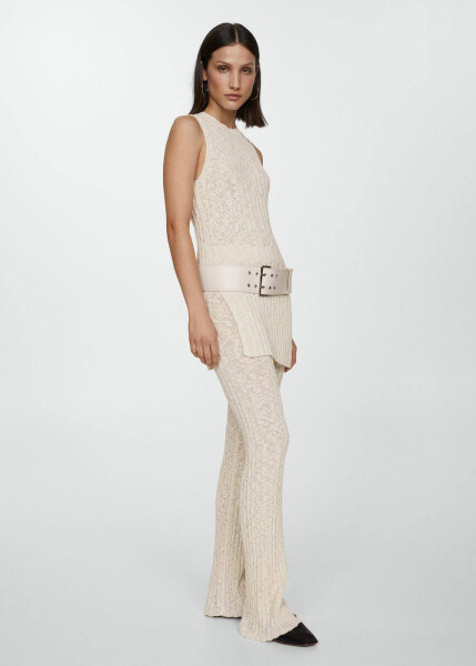 Ribbed Knit Wide Leg Pants - 12