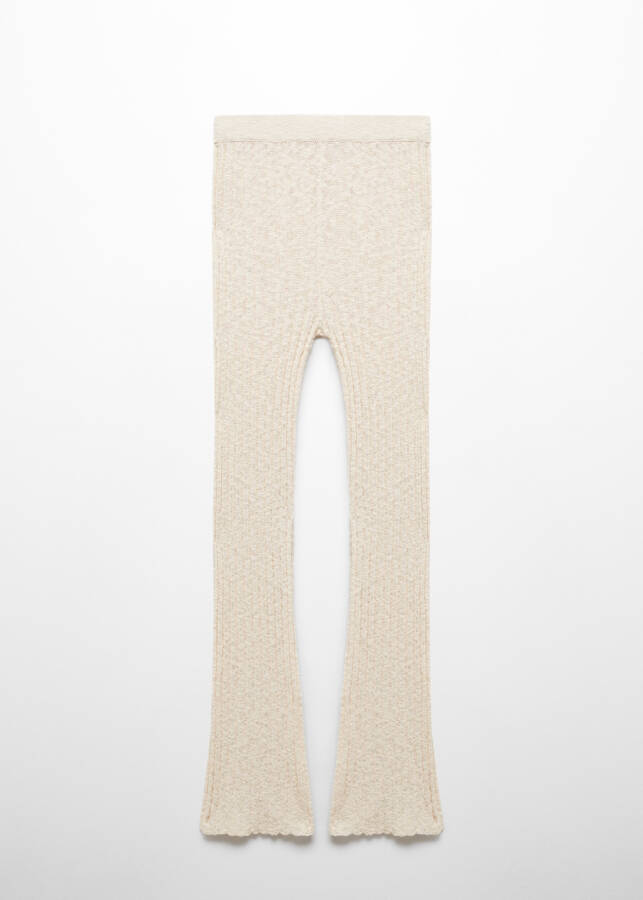 Ribbed Knit Wide Leg Pants - 1