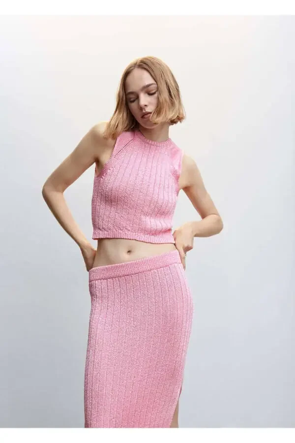 Ribbed Knitted Blouse - 1