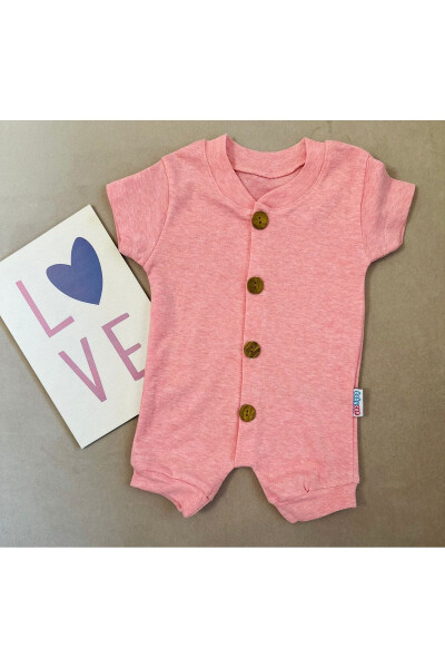 Ribbed Short Sleeve Button Front Baby Romper - SANTRALBEBE