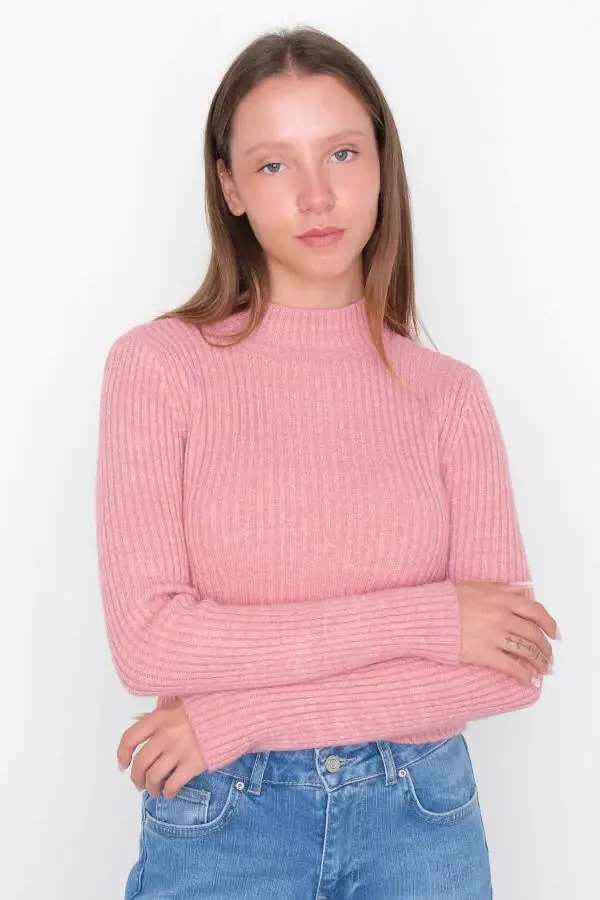 Ribbed Stand Collar Knit Sweater K3303-asn75 - 3