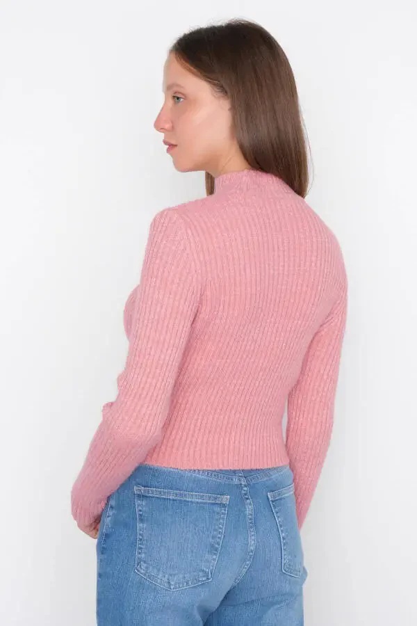 Ribbed Stand Collar Knit Sweater K3303-asn75 - 4