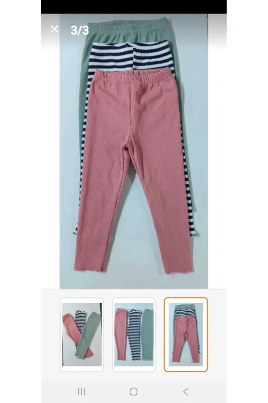 Ribbed Stretch 3 Pack Baby Leggings Kids Leggings Single Bottom - 3