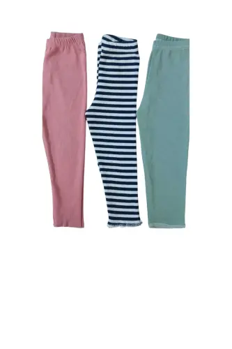Ribbed Stretch 3 Pack Baby Leggings Kids Leggings Single Bottom - FUN (1)