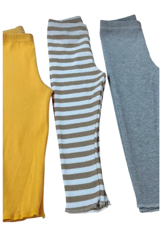 Ribbed Stretchy 3-Pack Baby Leggings Kids Leggings Single Bottom - 3