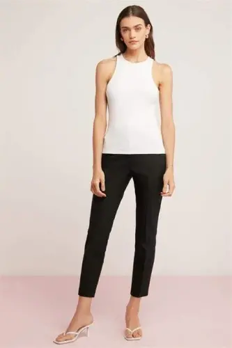 Ribbed Tank Top Halter Neck 2 Pack Women's White T-Shirt - 11